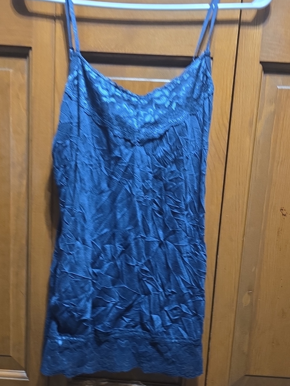 Maurices Navy Blue Lace-Trim Satin Cami